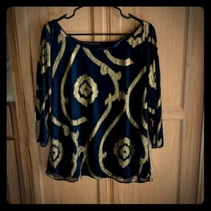 Loose blue and gold dressy shirt